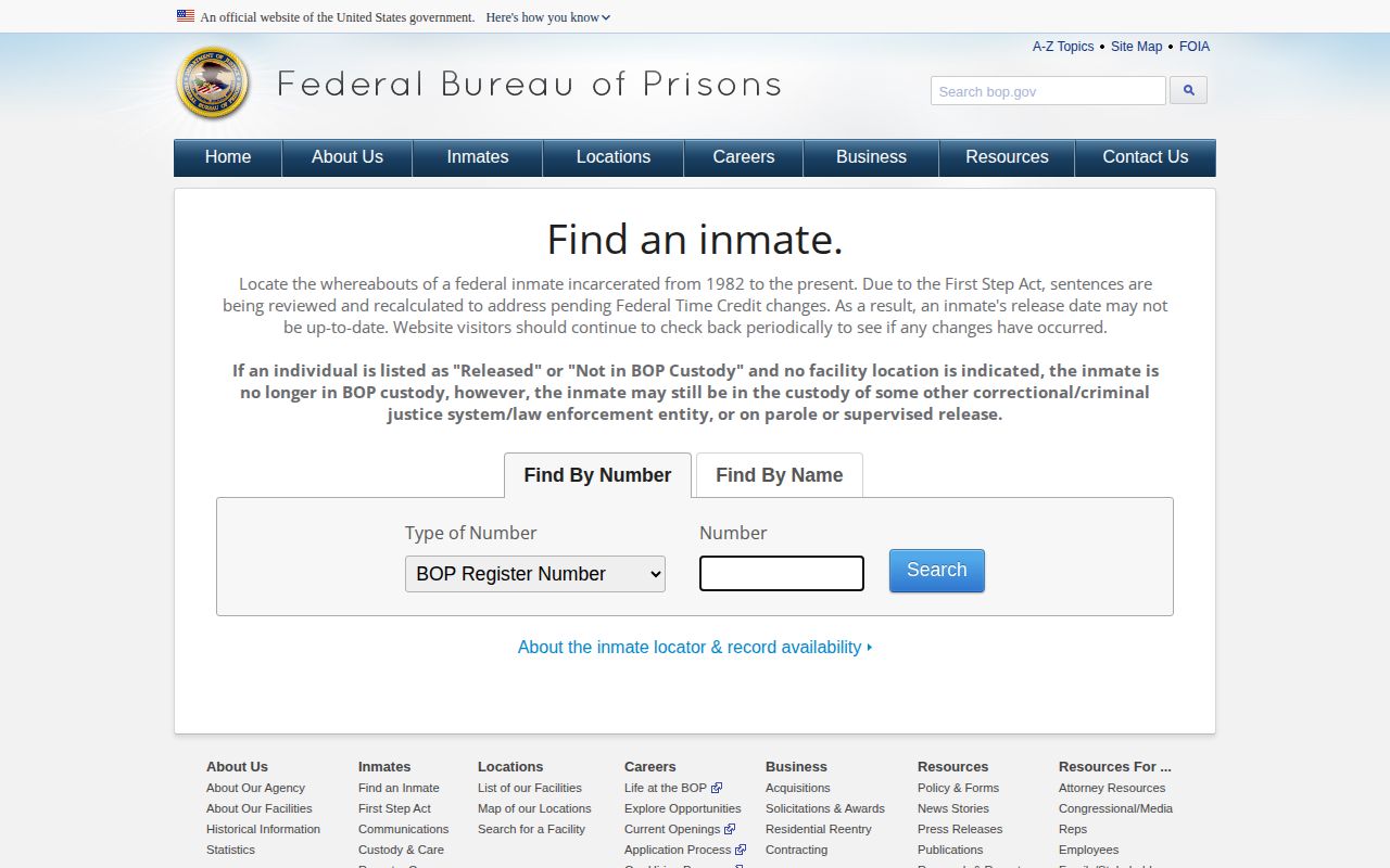 Federal Bureau of Prisons release lookup for Madison County records