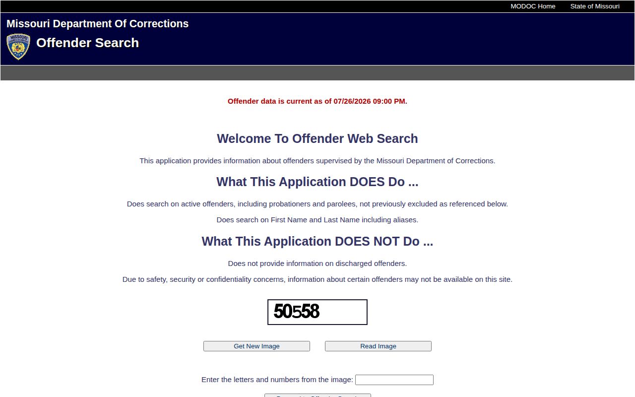 Madison County MODOC released inmate search fields and discharge warning