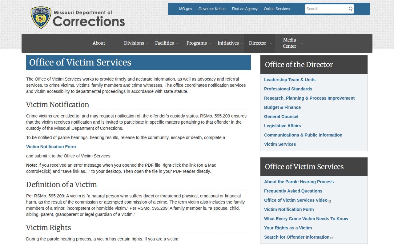 Madison County VINELink release notification registration through Missouri DOC